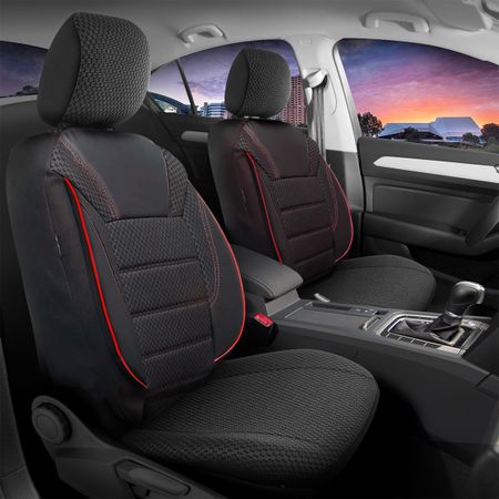 Coprisedili auto per Citroen C3 Picasso 2008-2017 PALERMO_Nero-rosso 2+3