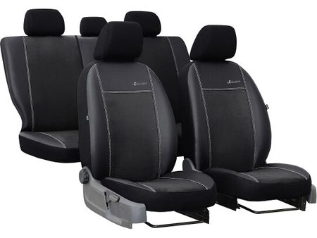 Coprisedili auto per Dacia Logan (II) 2012-2020 Exclusive Alcantara - Nero 2+3