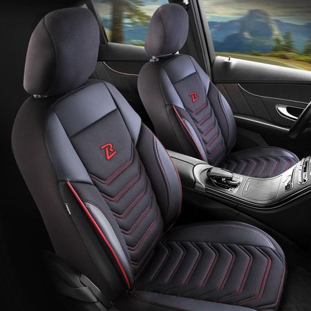 Coprisedili auto per Seat Leon (III) 2013-2020 FLORIDA_Nero-rosso 2+3